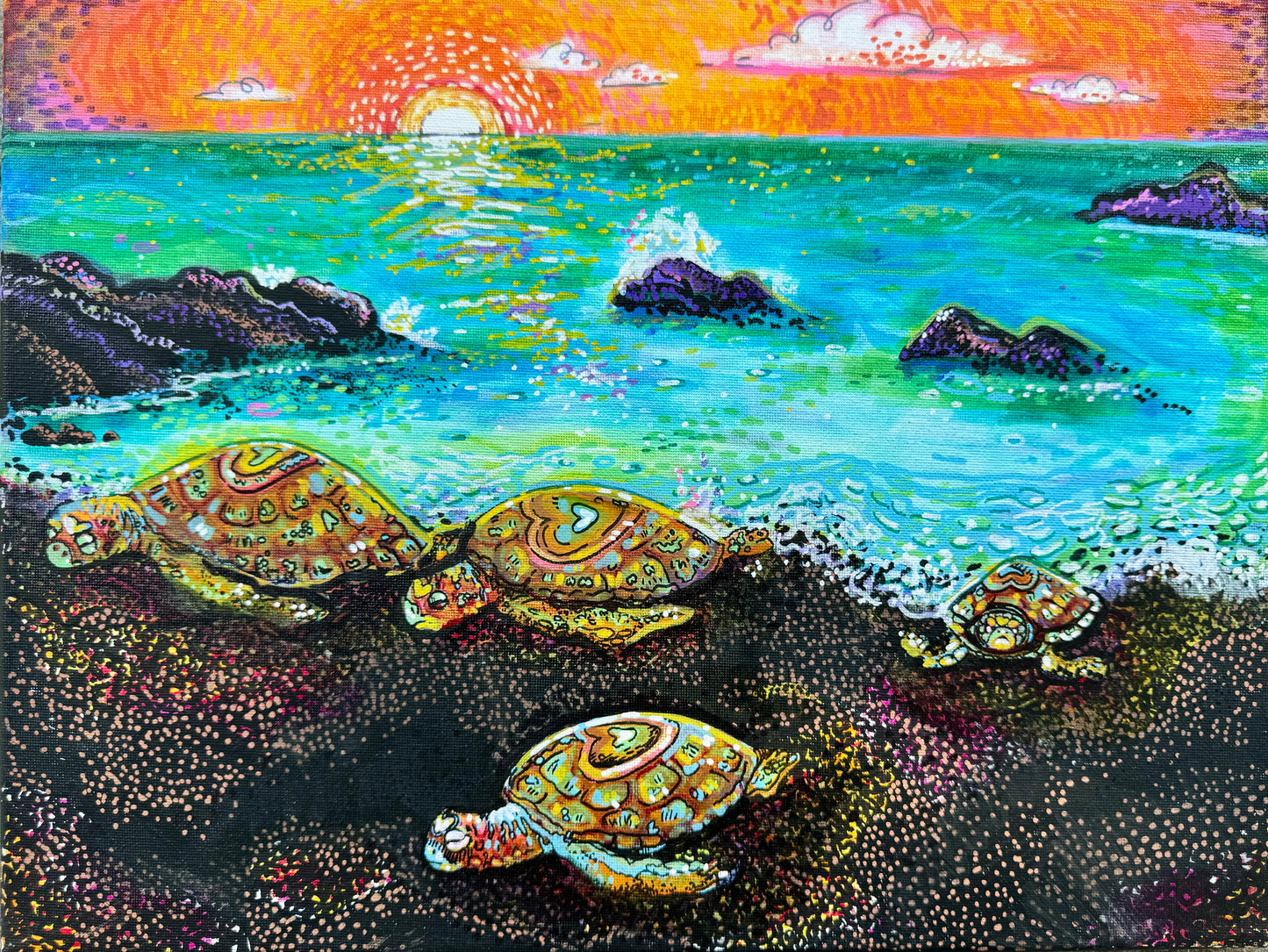 "Pulling Up at Punalu'u" - Original Painting